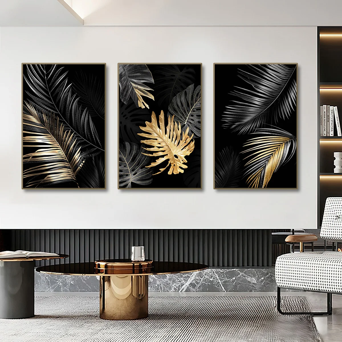 Gold Leaf Canvas Abstract Paintings Wall Art Posters and Prints Decorative Pictures for Living Room Nordic Cuadros Home Decor