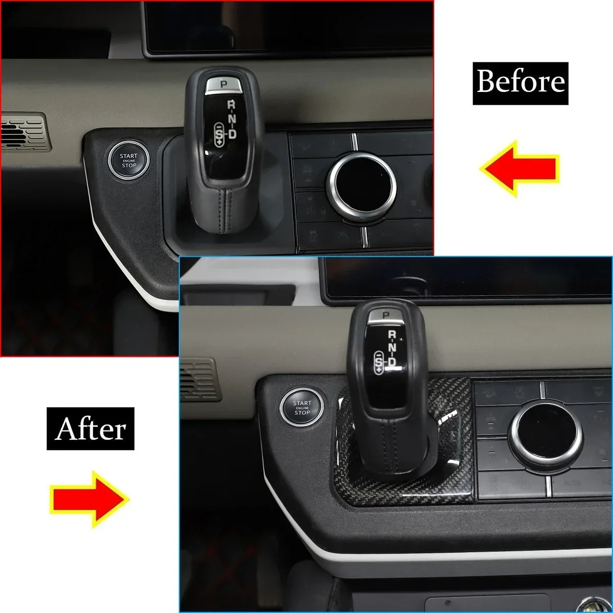 For 2020-2024 Land Rover Defender 110 real carbon fiber car center console shift cover sticker car interior accessories