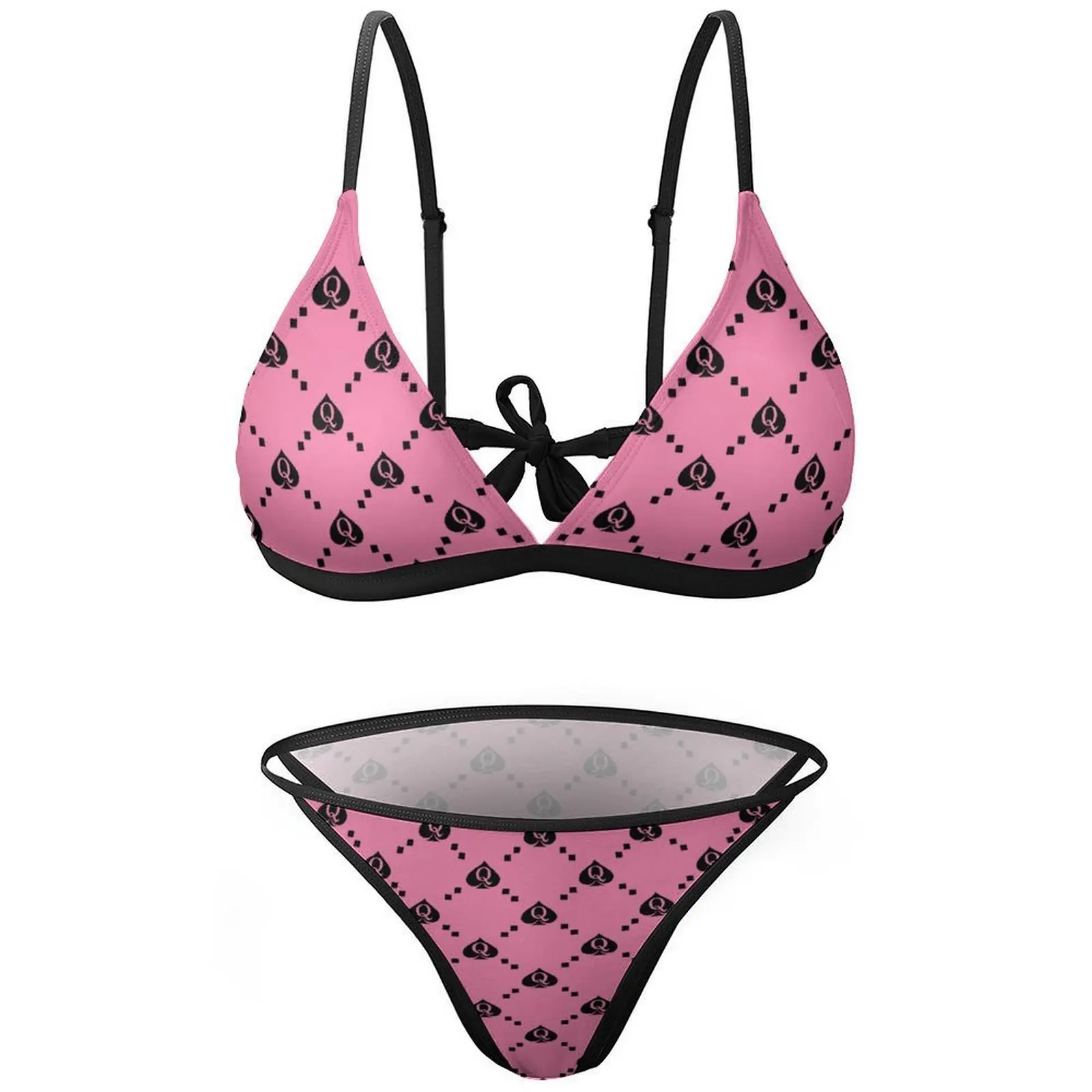 Women Underwire Triangle Bikini Spaghetti Strap Push Up Swimsuit Cheeky Two Piece Bathing Suit