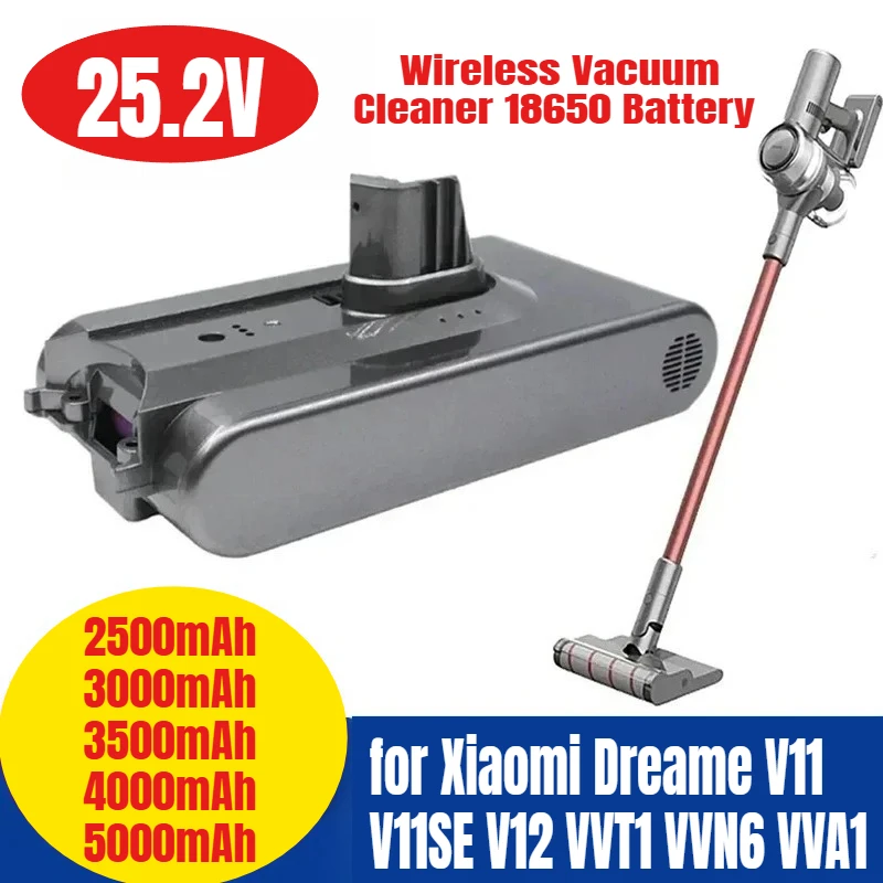 

Сменный аккумулятор емкостью 5000 мАч для Xiaomi Dreame V11 V11SE V12 VVT1 VVN6 VVA1, беспроводной пылесос 18650, аккумулятор