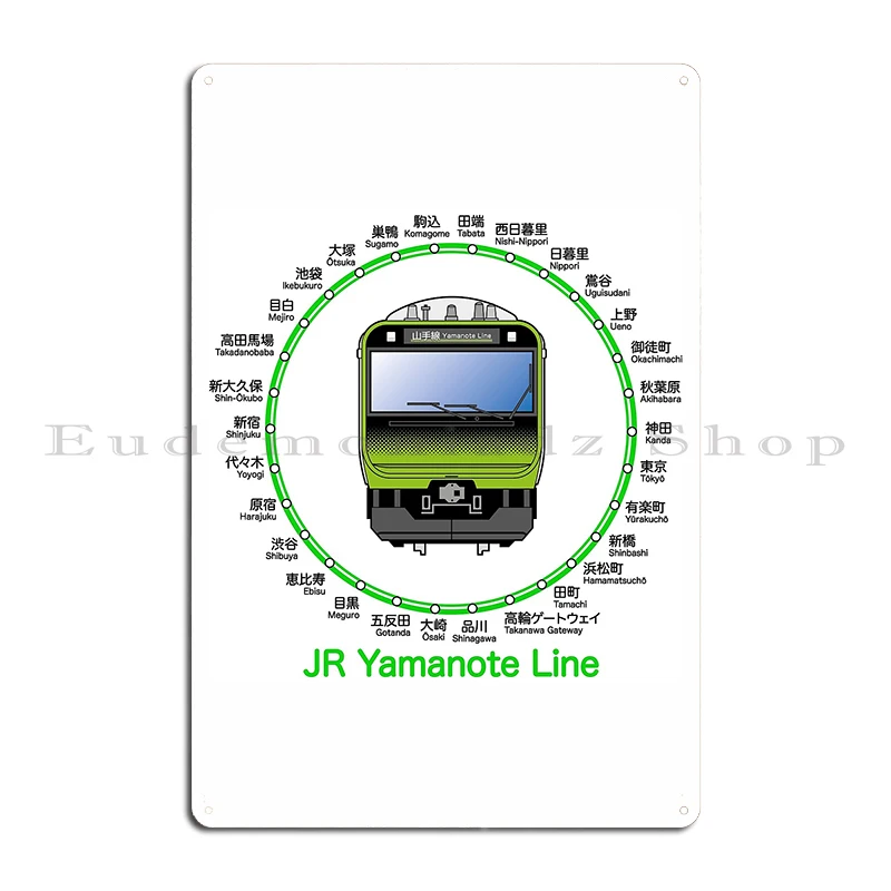 Yamanote Line Route Map JR Yamanote Line Train and Stations YURAKUCHO SUBWAY LINE Ginza Metal Cave Classic Tin Sign Poster