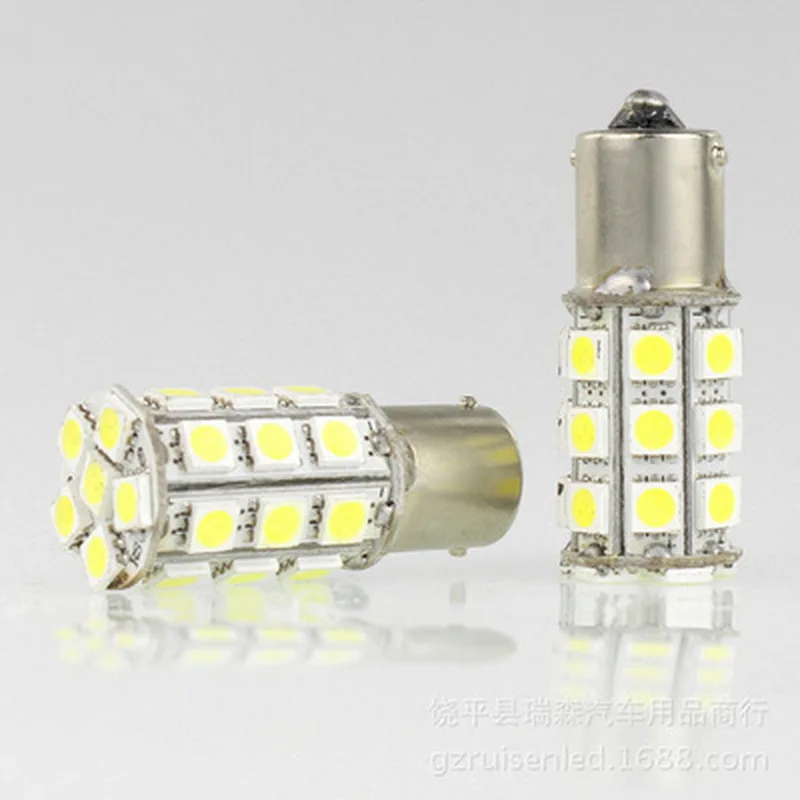 Backup Signal Blinker Tail Light White 1156 S25 Ba15s 27SMD 27-SMD 5050 2Pcs LED Car Lights Bulb