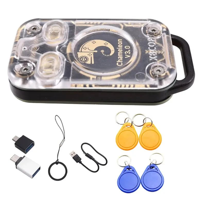 ~【a48t-hot】lector-de-chips-inteligentes-rfid-chameleon-v30-duplicador-de-tarjetas-id-ic-125k-1356m-copiador-de-etiquetas-2-llaveros-xuid-cuid