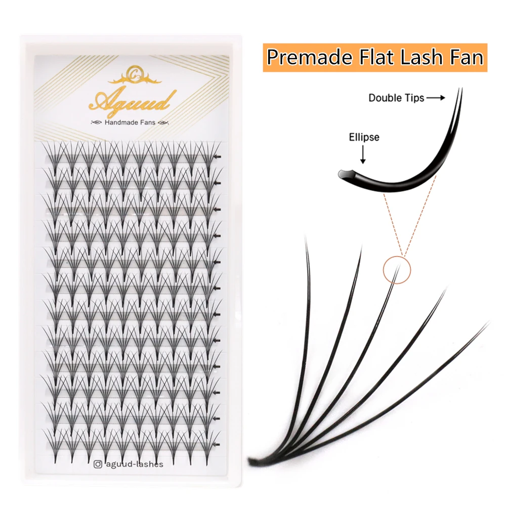 

AGUUD Dark Black Pre Made Ellipse Flat Lashes Fans 3D 4D 5D 6D Premade False Eyelashes Extension 0.15 Flat Lash Soft Split Tips