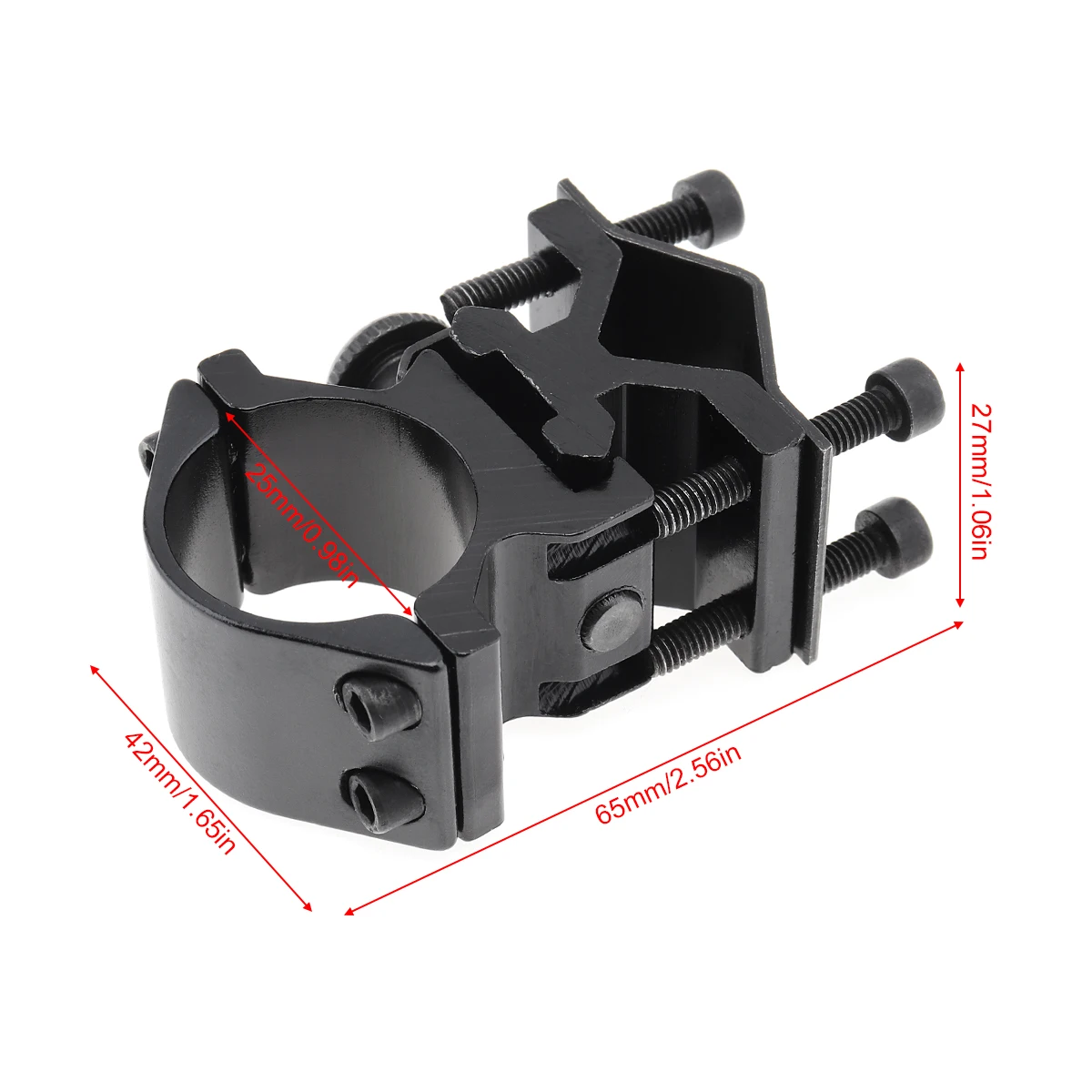 25mm Ring and 20mm Rail Mounted Flashlight Bracket Plastic Cycle Bike Front Torch LED Headlight Clamp Clip Bracket