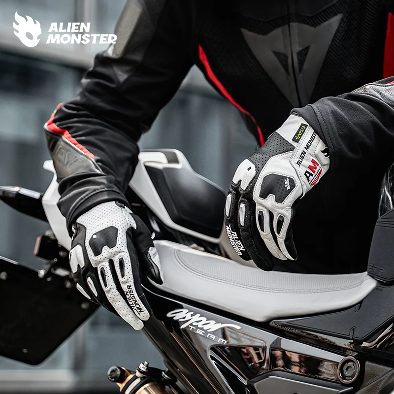 

Мотоциклетные перчатки унисекс, мотоциклетные перчатки из натуральной кожи с защитой от падения, сенсорный экран, велосипедная сертификация CE для мужчин и женщин