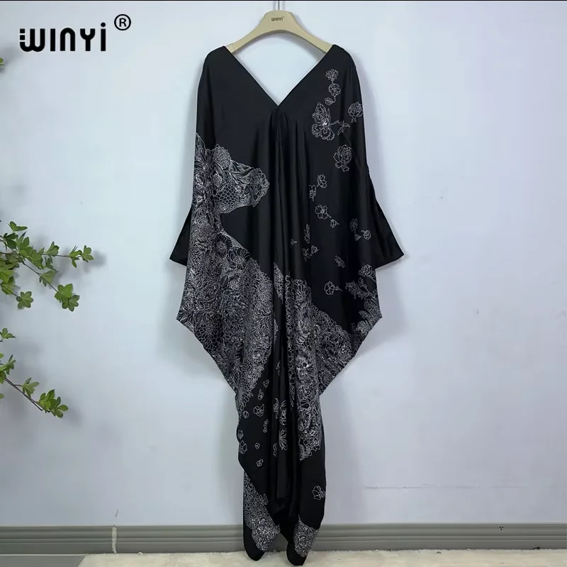 WINYI imprimer été maxi robe musulmane Abaya dame plage couvrir femme musulmane robes vêtements de plage mode caftan abaya dubaï luxe