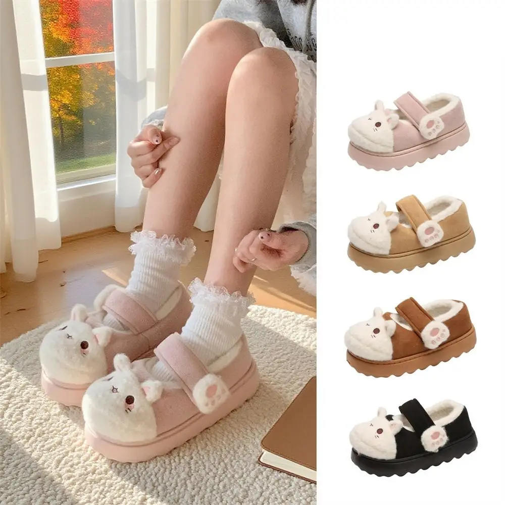 Sepatu Kaki Kucing Kartun Lucu Anti Selip Kawaii Sandal Salju Musim Dingin Pakaian Rumah Lolita Mary Jane Sepatu Katun Anak Perempuan