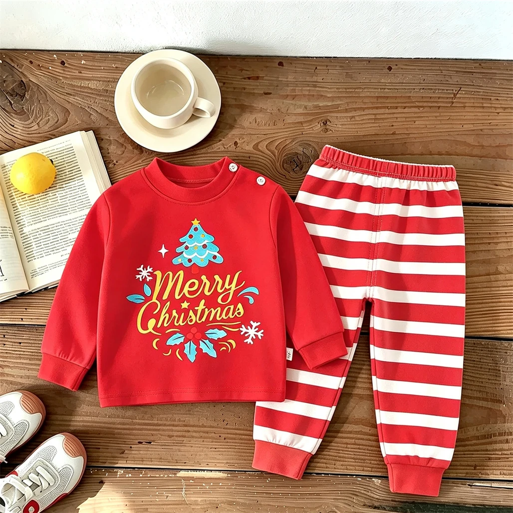 Kinder-Langarm-Pyjamas Herbst-Hauskleidung Baby Casual Cartoon Unterwäsche-Sets 1-4 Jahre Alte Kinder Unterwäsche Trainingsanzüge – Detail 4