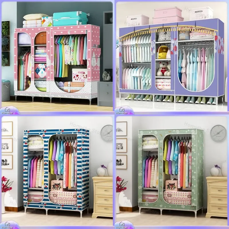 Large Fabric Wardrobe Steel Frame Thickened Reinforced Simple Closet Fully Enclosed Dustproof Storage Organizer Furniture
