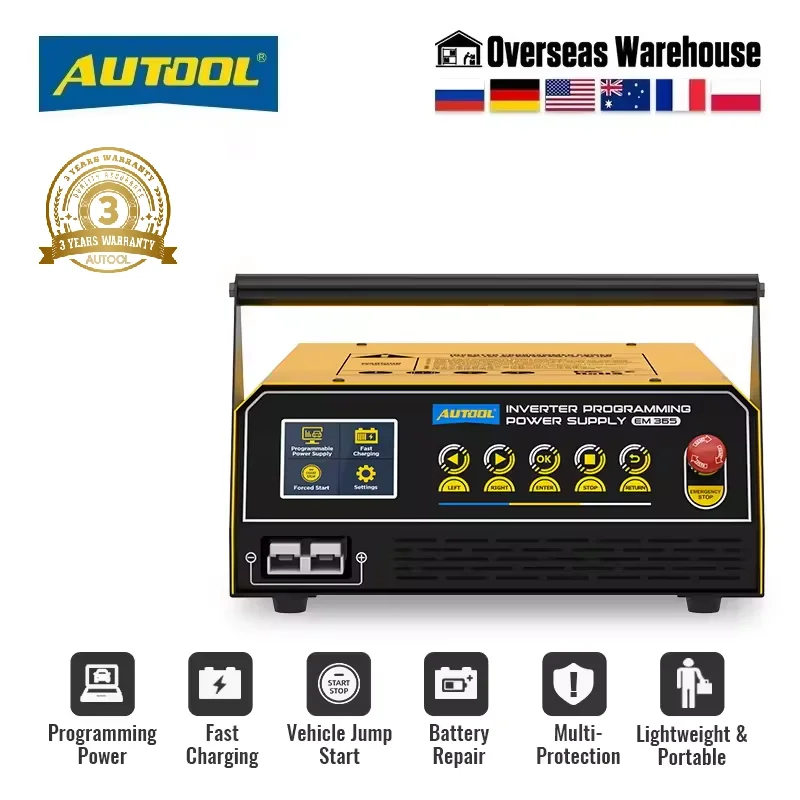 

Автомобильный инвертор EM365, мощность для программирования, автоаккумулятор, ремонт автомобильного стартера в реальном времени, автомобильный инструмент, зарядка CV/CC