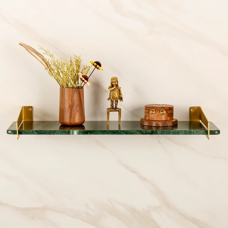 Marble partition, minimalist style decoration, brass wall , straight layer board, sample room shelf