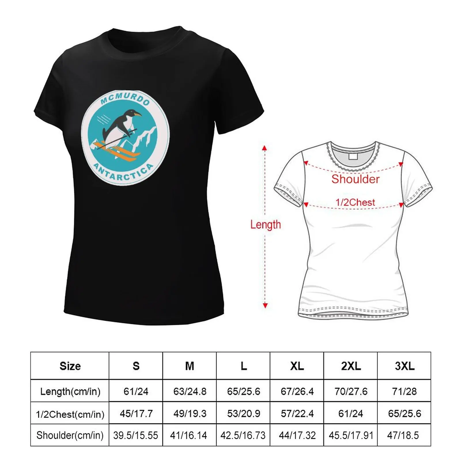 McMurdo Antarctica Penguin T Shirt, Sticker T-Shirt kawaii clothes tops white t-shirt dress for Women sexy