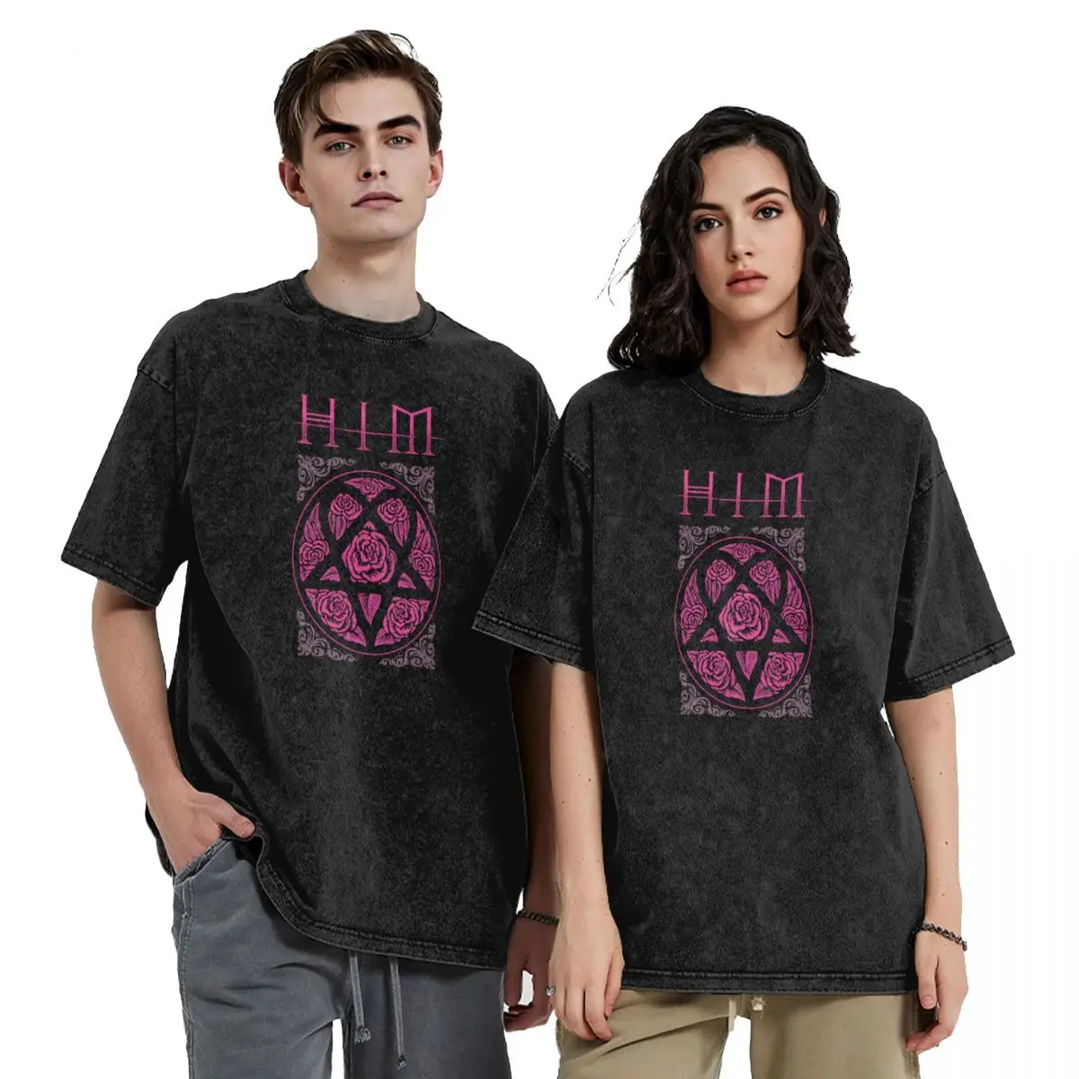 

Heartagram Him Band Tee Heartagram tee Pink Him Band Logo T-Shirt custom shirt vintage sublime Men's clothing