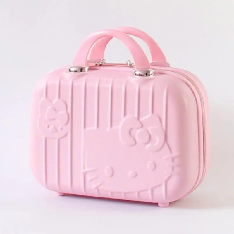 Sanrios Hellokittys Suitcase Cute Portable Travel Handbag Cartoon Large Capacity Trunk Anime Cosmetic Case Storage Box Girl Gift