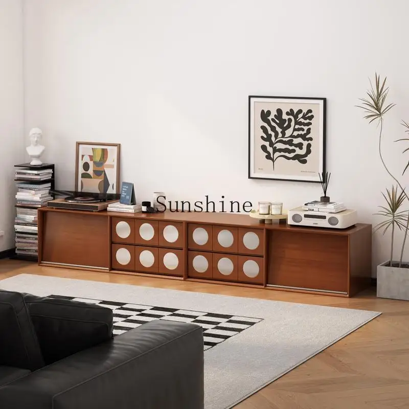 

Retro simple solid wood combination TV storage locker integrated