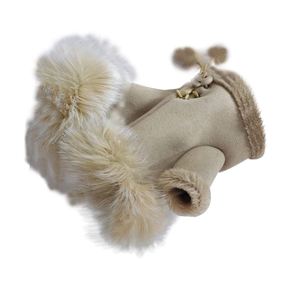 

1 Pair Half Finger Gloves Women'S Warm Wool Fingerless Mittens Stylish Winter Hand Wear For Christmas Gift Cream-Colored