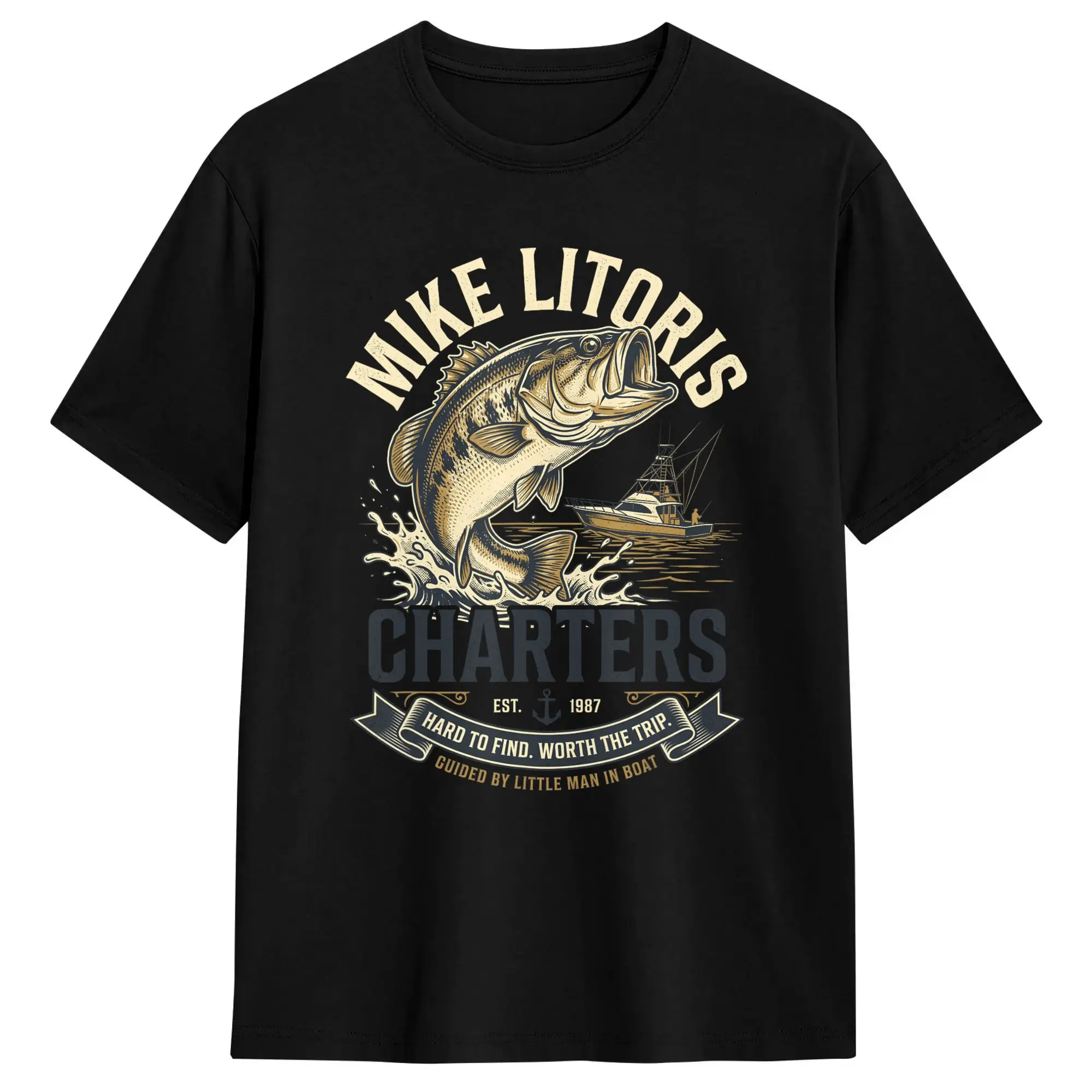 Mike Litoris Charters Funny Retro Fishing T Shirt  Trending T Shirts Short Sleeve Y2K Funny Tshirt Summer Cotton Plus Size Tees