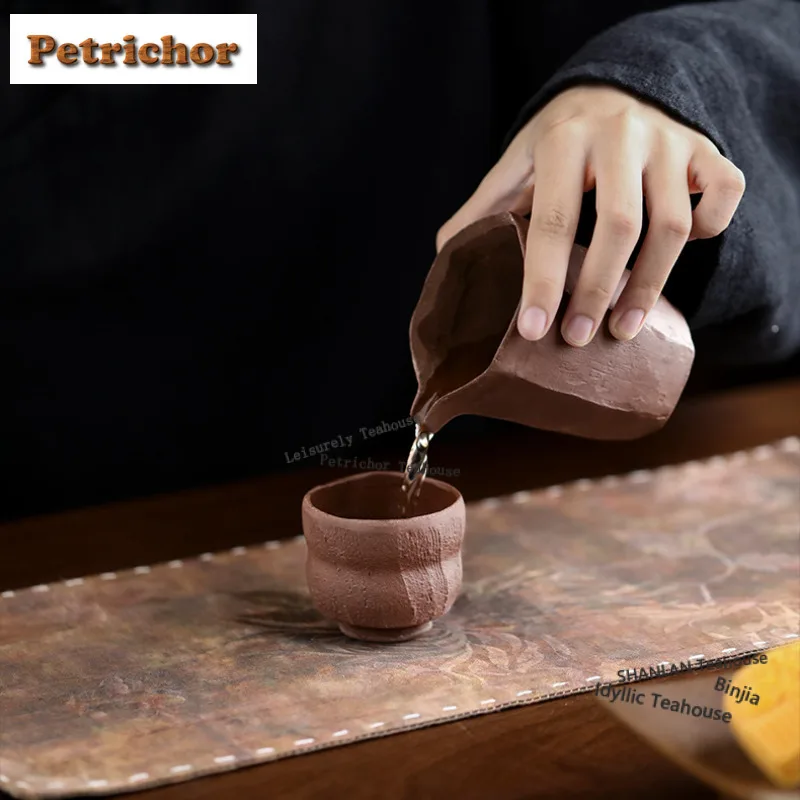 240ml Purple Clay Ribbed Tea Pitcher Pour Tea Fair Cup Cha Hai Dispenser Household Justice Cup Puer Fair Mug Cha Gift Supplies