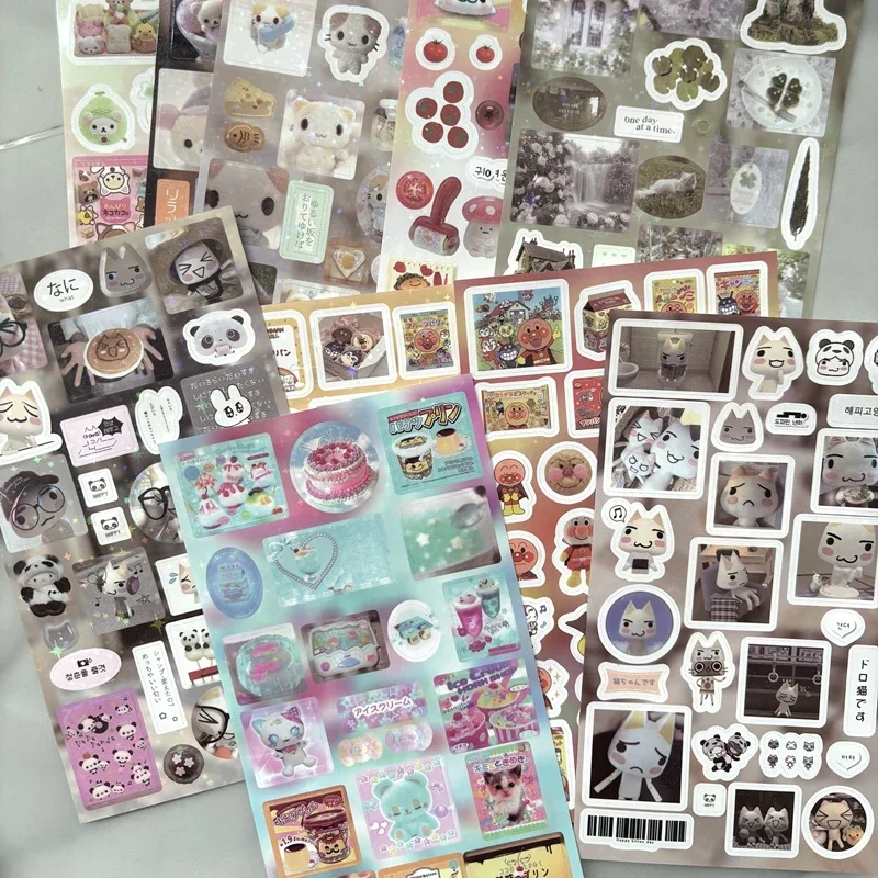 

8pcs Set Korean Ins Cute Cartoon Cut Film Sticker for Phone Camera Luggage Journal Sticker Kawaii Decoration Sticker Gift