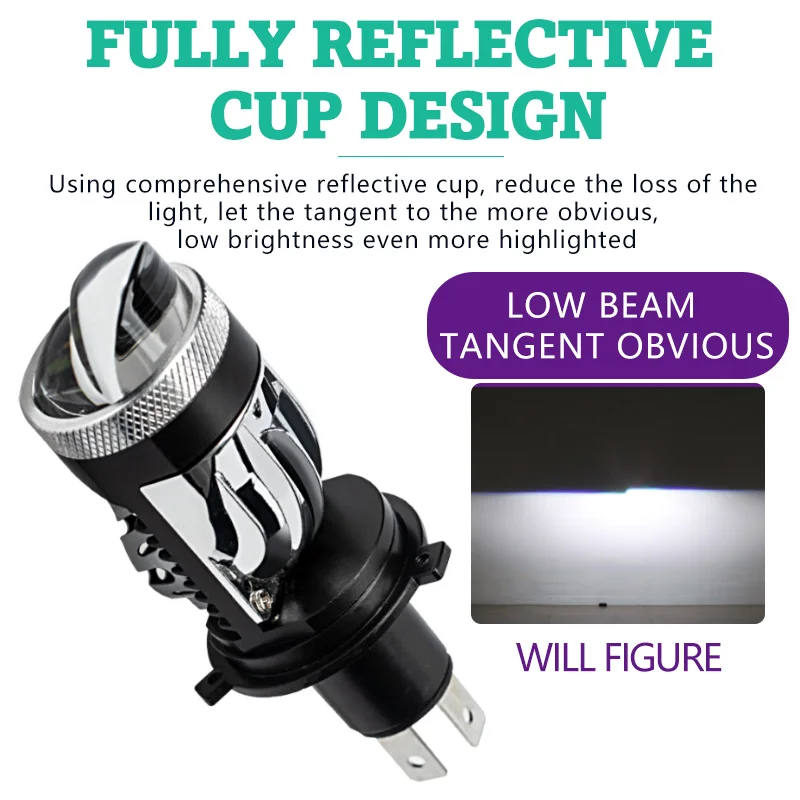 Novo carro h4 lente dupla led farol conectado diretamente em brilhante motocicleta automóvel holofote lente integrada led farol p9