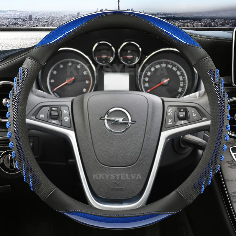 ألياف الكربون + الجلود غطاء عجلة القيادة سيارة لأوبل إنسيجنيا 2008-2013 أسترا (J) كاسكادا موكا 2012-2019 اكسسوارات السيارات