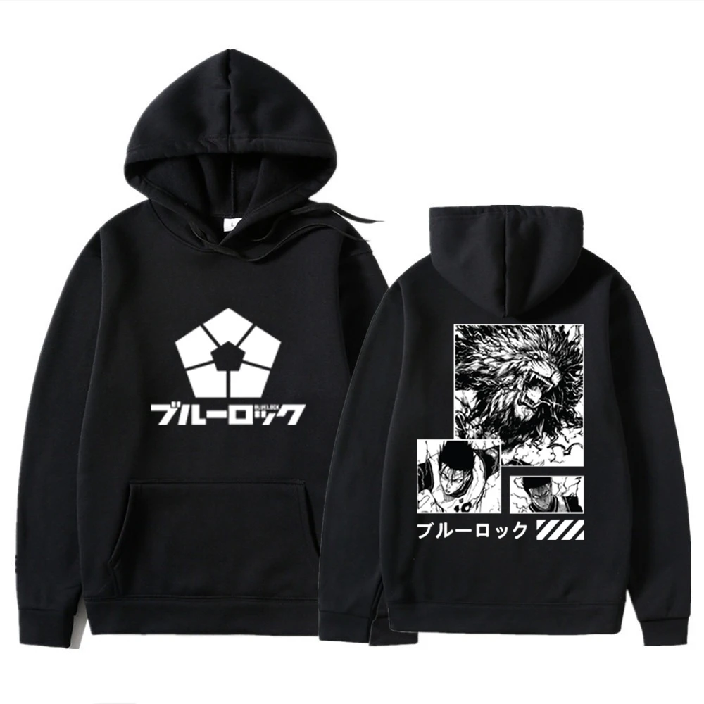Japan Anime Blue Lock Peripheriegeräte Grafikdruck Hoodies Lose Lässige Übergroße Sweatshirt Lange Ärmel Weiche Männer Frauen Pullover