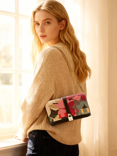 Bolso de cadena CH con diseño de cerradura con estampado de letras florales, Material PU de alta calidad, bolso de hombro de diseñador para mujer 2025