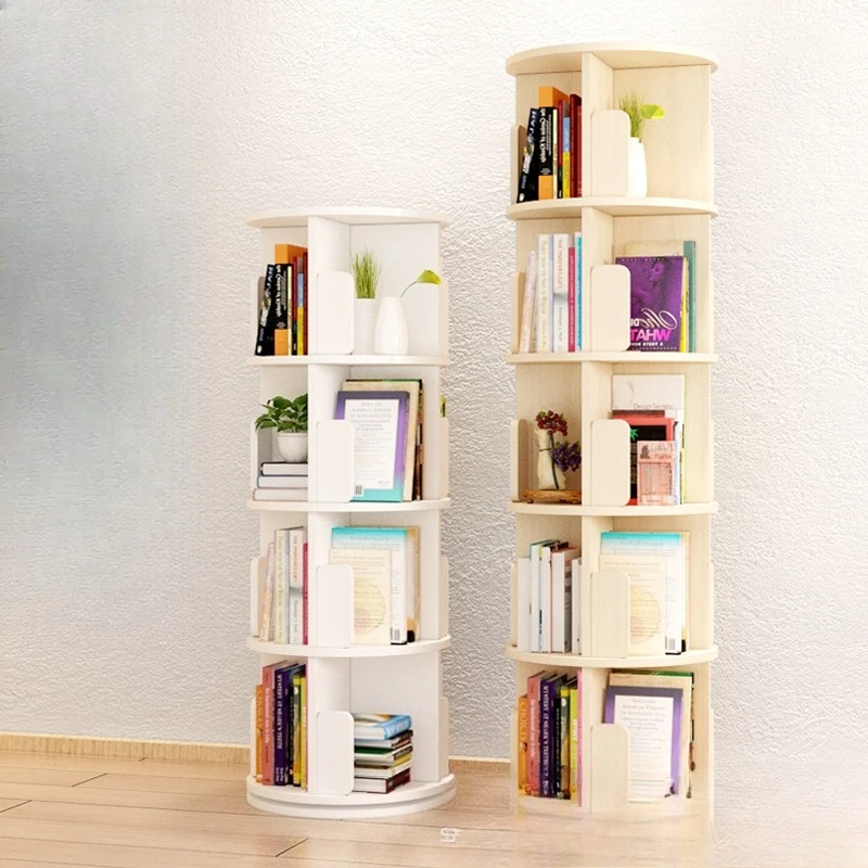 

Solid wood 360 degree rotating bookshelf children's storage kindergarten