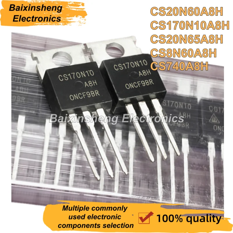 10 Pieces, CS20N60A8H, CS170N10A8H, CS20N65A8H, CS8N60A8H, CS740A8H, TO-220, CS20N60, CS170N10, CS20N65, CS8N60, CS740, MOS Pipe
