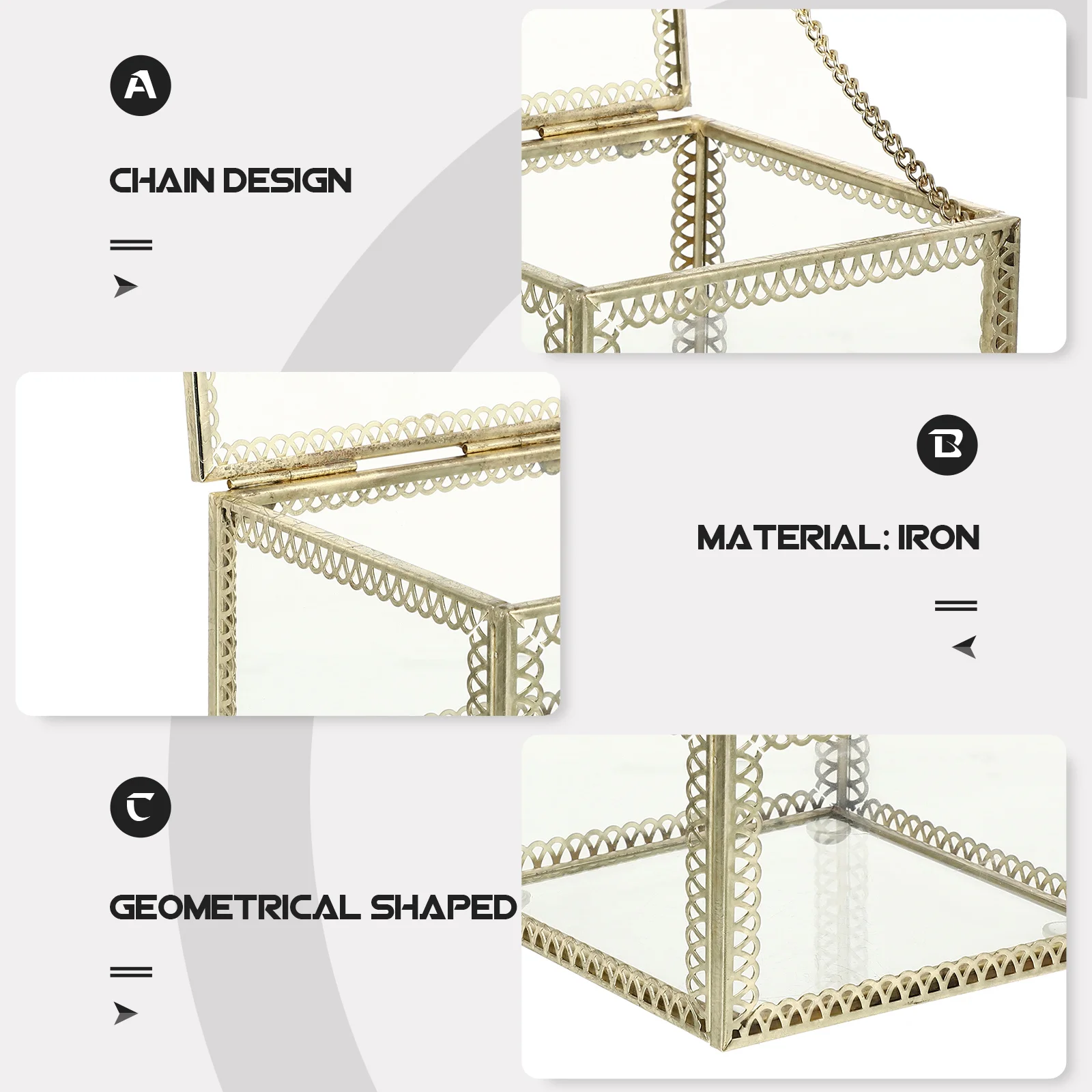 Luxurious Geometrical Shaped Jewelry Box High-Class Material Durable Practical Use Home Outdoors Decorative Storage Container