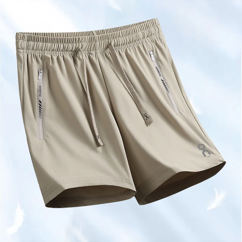 

Ice Silk Cool Feeling Outdoor Casual Sports Fitn Running Qui Dry Breathable Beach Tee-Quarter Length orts for Men