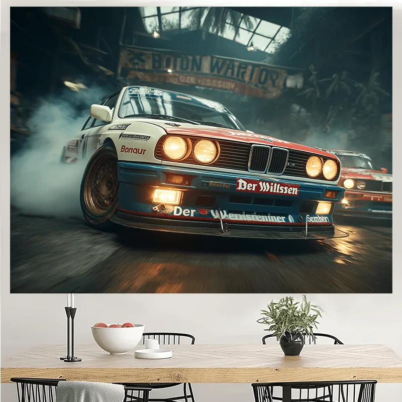 2D flach, 1 Stück atemberaubendes Supercar-Rennbanner – Partybanner und Fotohintergrund, Polyestermaterial-Hintergrundstoff – Detail 6