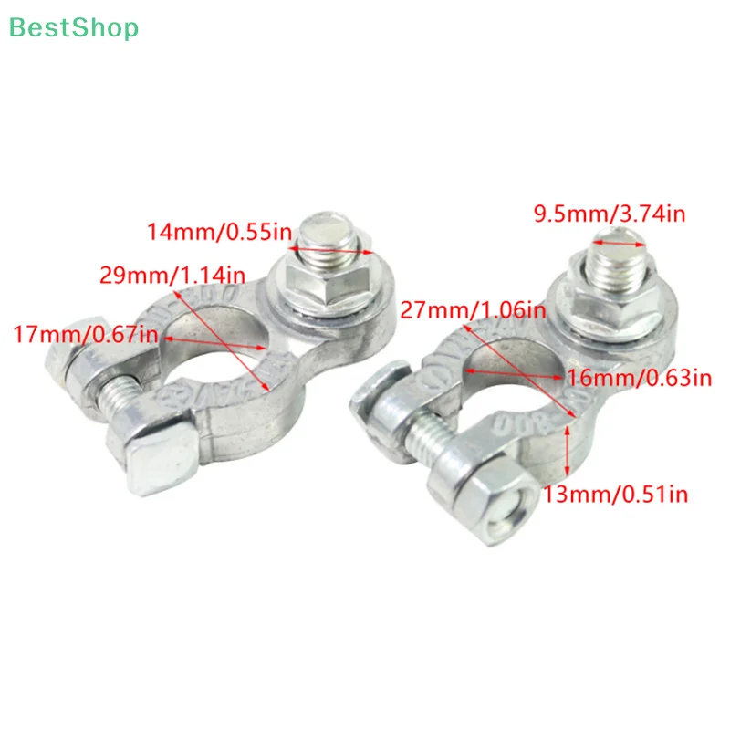 1 Pair Battery Terminal Clamp Zinc Alloy Positive & Negative Pole Auto Car Screw Connector Car Battery Terminal Clamp