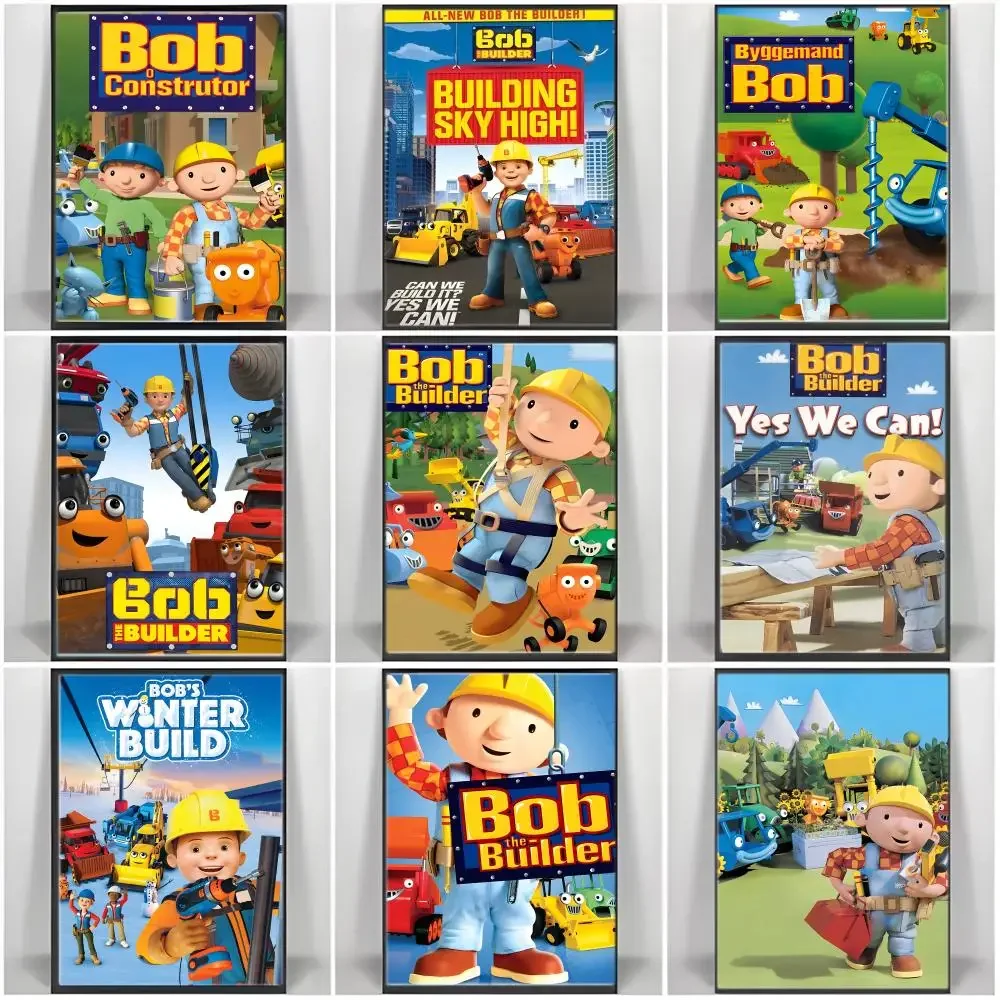 Cartoon B-Bobs The Builders Poster Self-adhesive Art Waterproof Paper Sticker Coffee House Bar Room Wall Decor