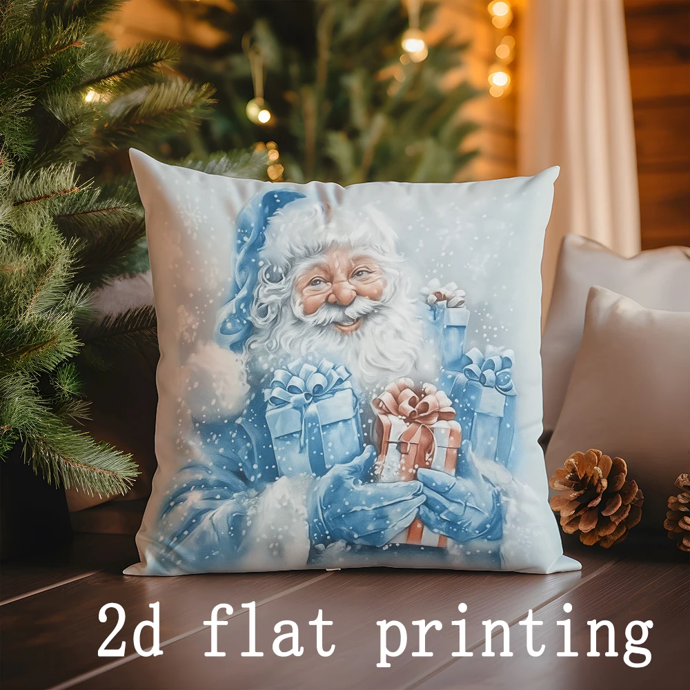 Christmas-themed Decorative Pillow Covers with Santa & Gnome Pattern Cushion Cover Suitable for Sofa Bedroom Car Pillow Cover