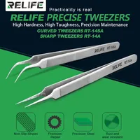 RELIFE RT-14A RT-14SA High Hardness Repair Tweezers Anti-Static Straight Curved Phone CPU IC Repair Clips Hand Repair tools