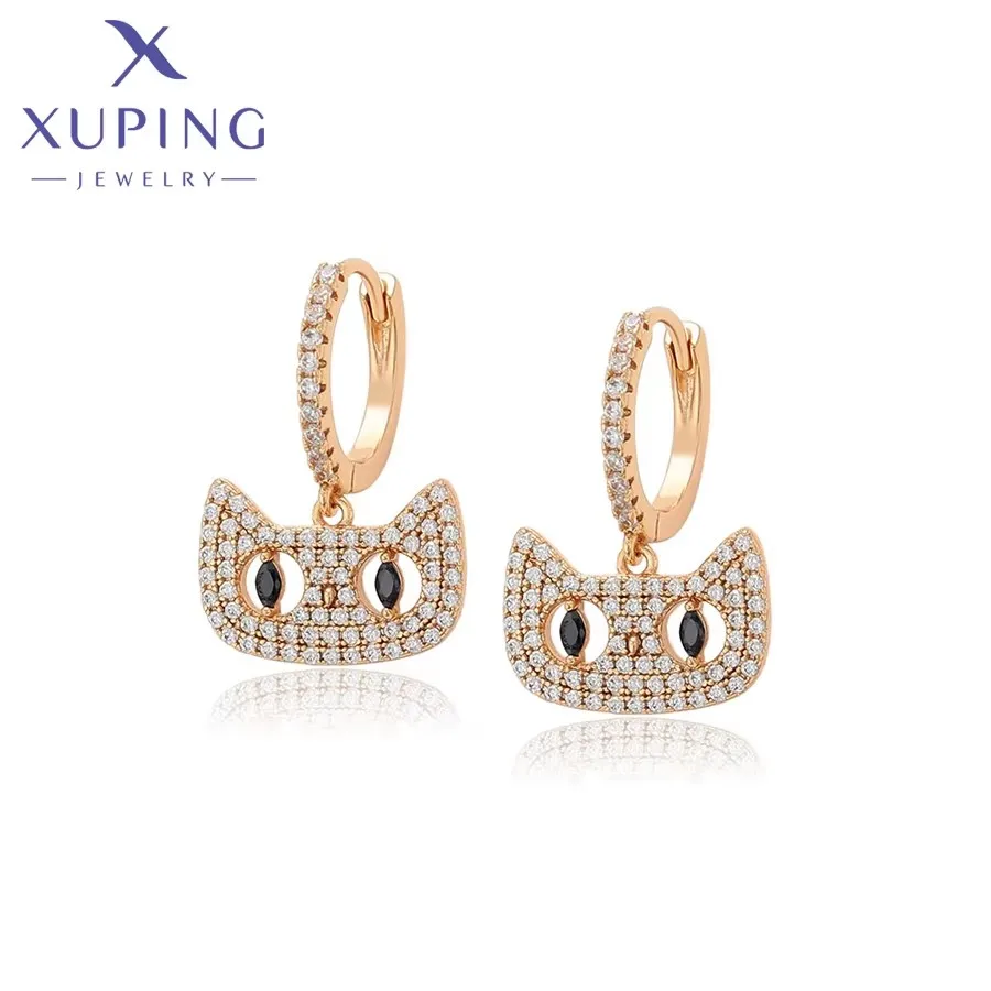 Xuping Jewelry Neu eingetroffene modische goldfarbene Creolen für Damen, Partygeschenk X000954798