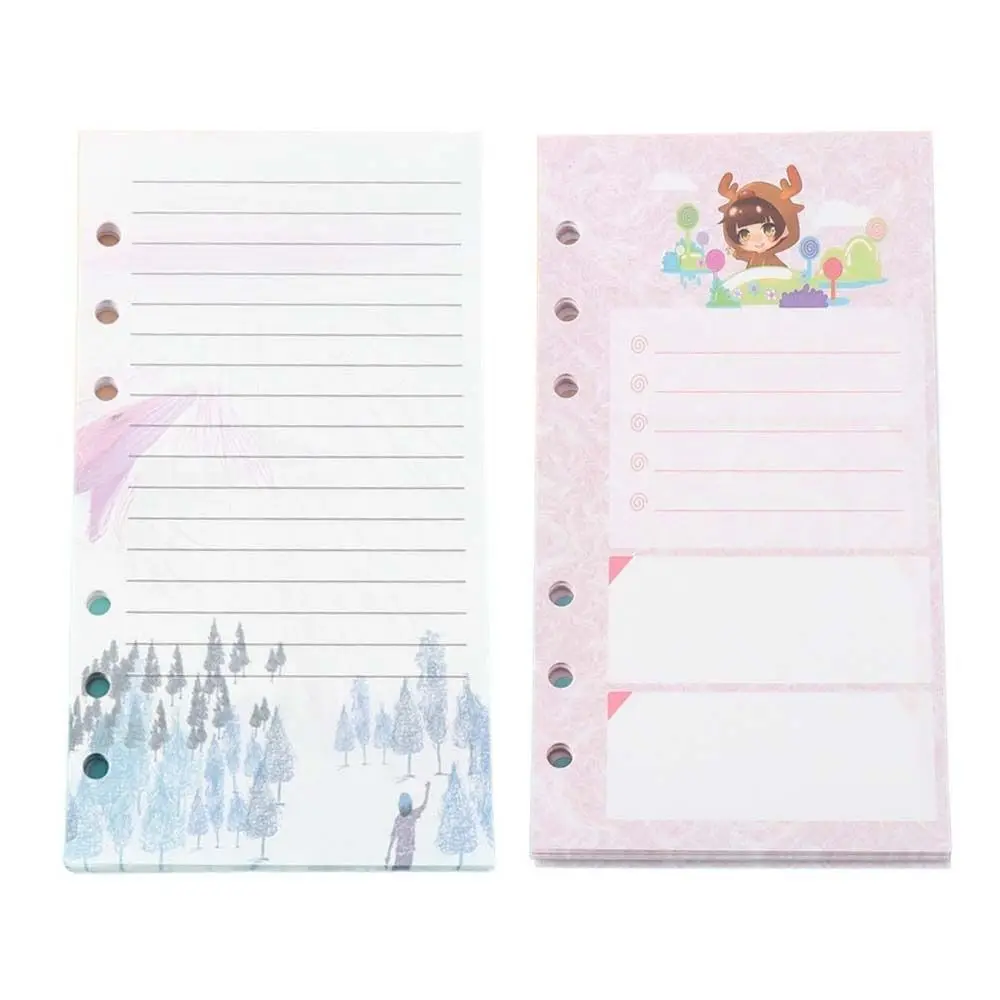 Recambio de cuaderno de hojas sueltas A6, 40 hojas, árbol de papel, recambio interior de dibujos animados, carpeta en espiral, línea de papel, separador de cuadrícula, papel de página