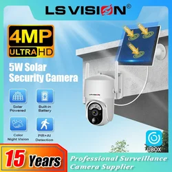 LS VISION 야외 태양 무선 보안 카메라, 야간 투시경, 컬러 카메라, PIR 감지, Wi-Fi, 4G 캠, 4MP