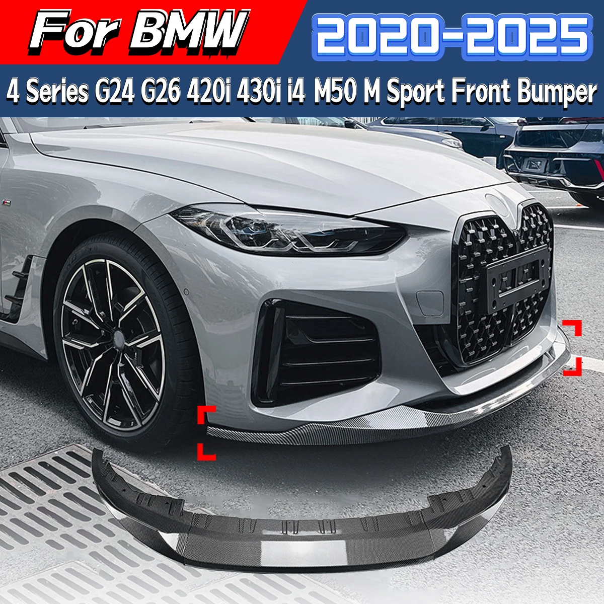 

For BMW 4 Series G24 G26 420i 430i I4 M50 M Sport 2020 2021 2022 2023 2024 2025 Front Bumper Spoiler Front Shovel Modification