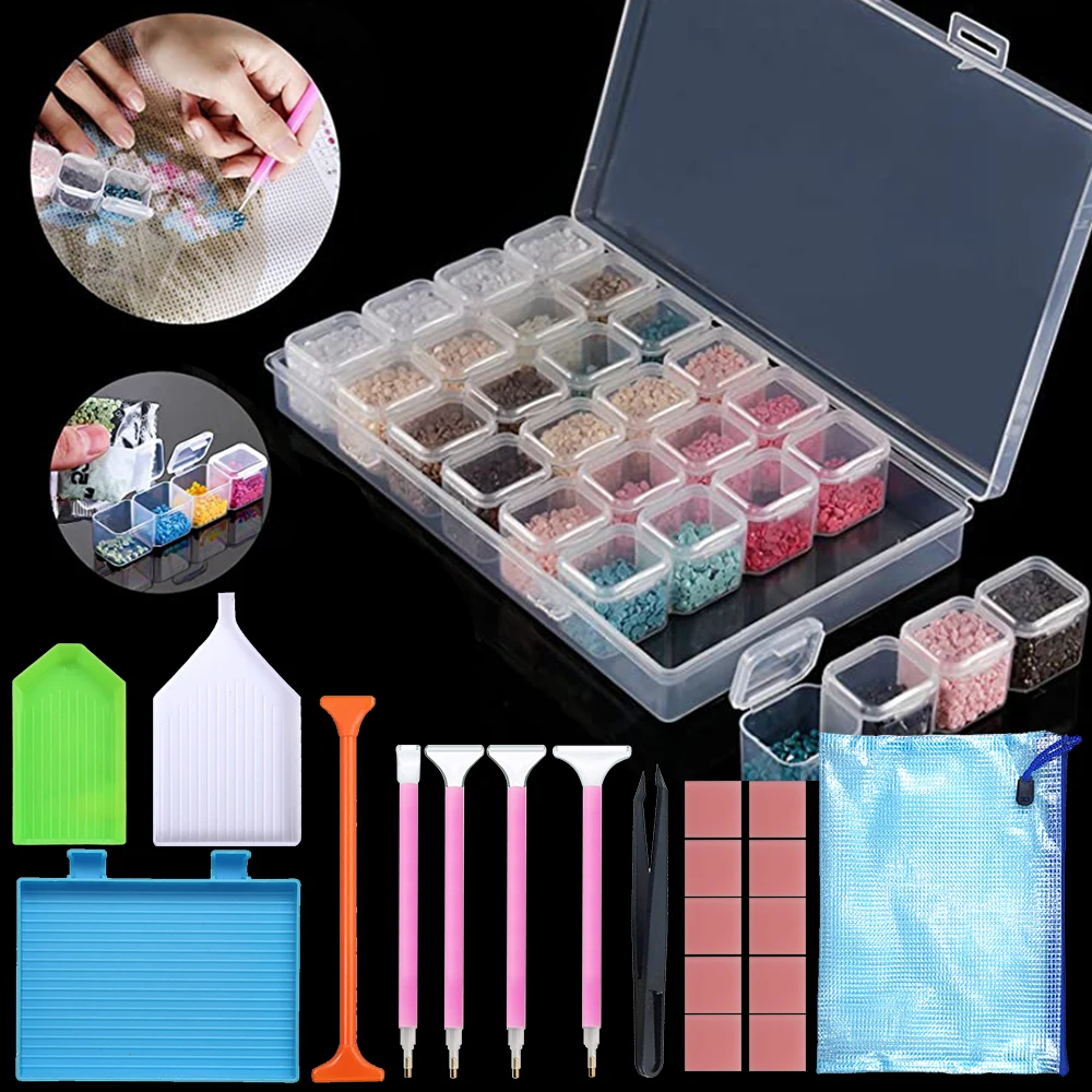

Diamond Painting Trays Accessories Tools Kits Beads Storage Box Diamonds Paintings Bead Pen Organizer Boxes Container Daimond