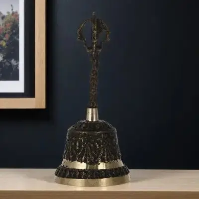 

Black Copper Bell Handle Handbell Retro Metal Decorative Bell For Home Desktop Party Decoration Tabletop Ornament Festival