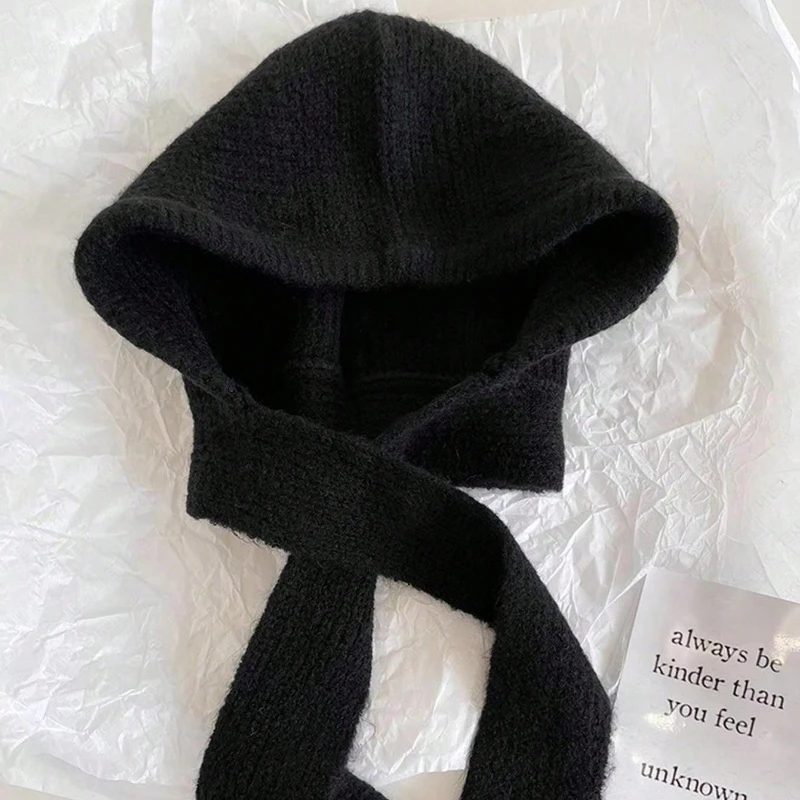 1 قطعة المرأة الخريف/الشتاء بالاكلافا متماسكة قبعة مع غطاء الرقبة ، الشارع نمط زين قبعة دافئة في الهواء الطلق #4