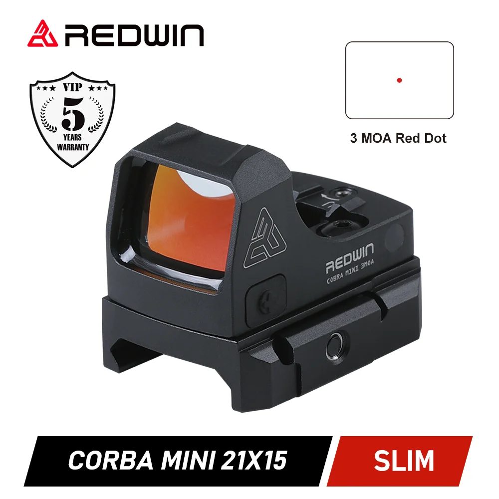 Red Win Cobra Mini 21x15 Red Dot Sight 3MOA RMS Low Profile 50000 hrs Shake Awaked 2 min ATO for Slim Pistol GLOCK G43X G48 9mm