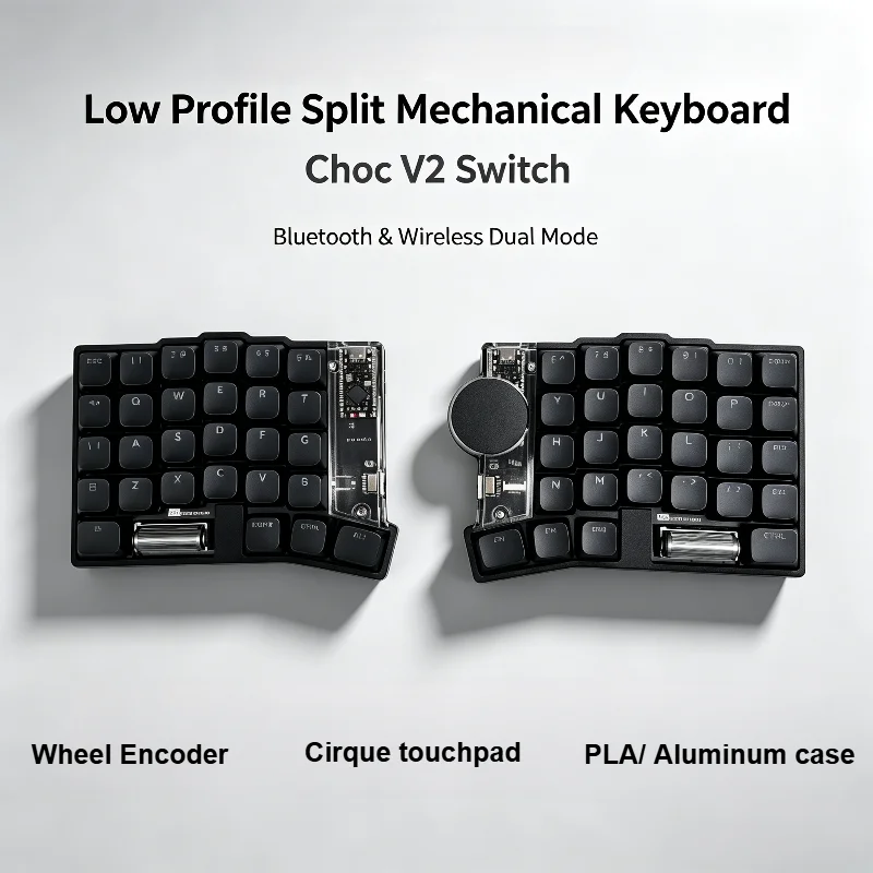 Mix Low Profile Split Keyboard Withtouchpad/roller Encoder Cnc Aluminum Bluetooth Wireless/wired Kailh Choc V2 Zmk Studio