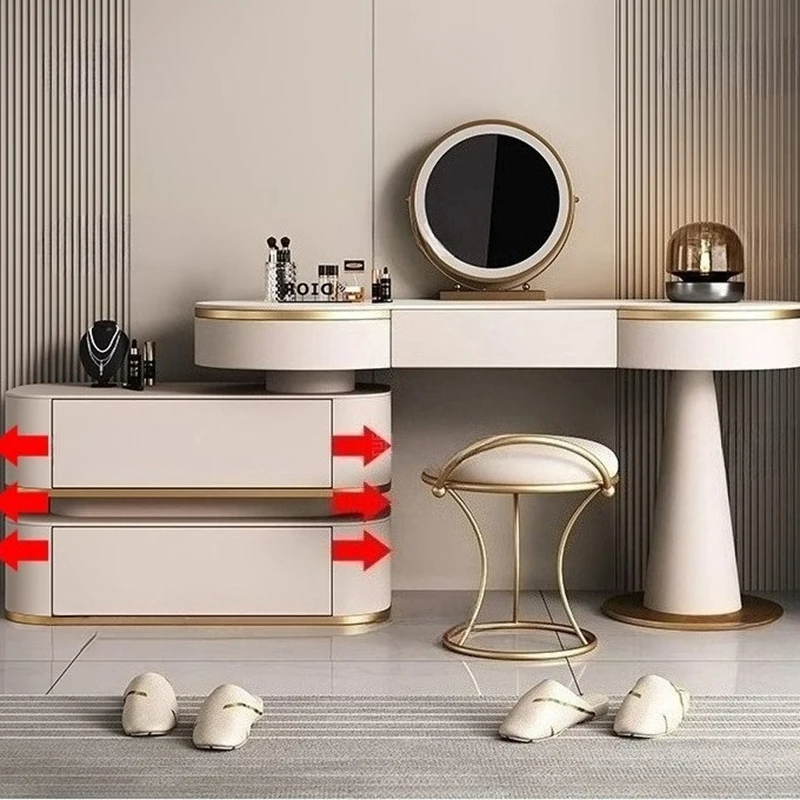 النساء الغرور الجدول ضوء الفاخرة خشب متين مجلس خزانة روك ماكياج الغرور خلع الملابس الجدول Penteadeira الأثاث العصري