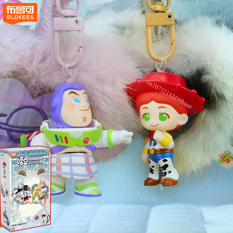 

Genuine Blokees Toy Story Blind Box ART Series Figure Buzz Lightyear Toys Woody Plush Pendant Mystery Box Key Chain DIY Gifts