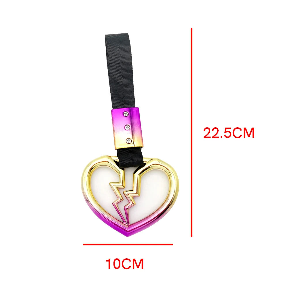 1pcs Broken Love JDM Train Bus Handle Hand Strap Tsurikawa Ring Heart Styling Drift Charm Strap Drift Auto Accessories Car Strap