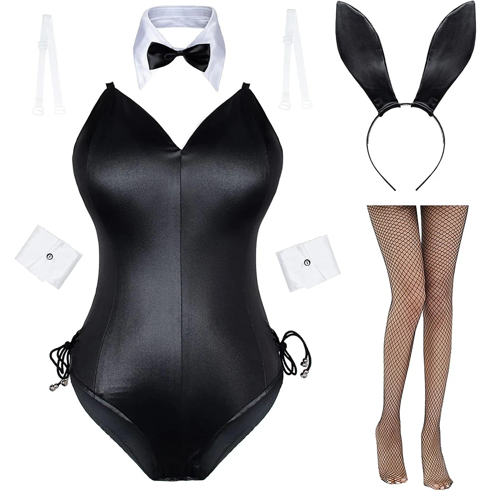

Sexy Lingerie Bunny Girl Suit Anime Halloween Costume Cosplay Bodysuit Bunny Headband Stockings Set Night Outfits Club Party